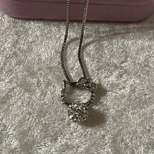 Hello Kitty Silver & Crystal Pendant Necklace, .925